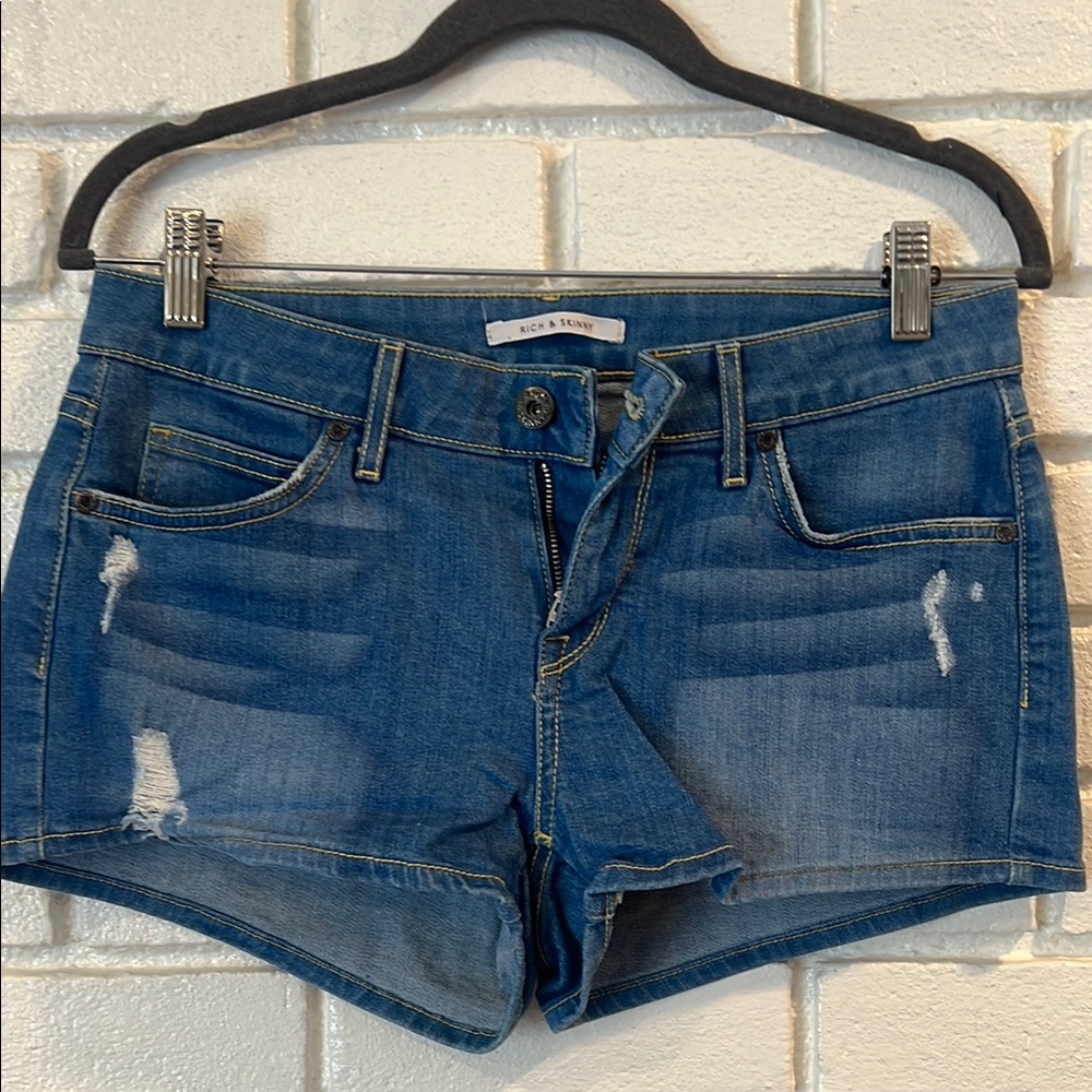 Rich & Skinny Jean Shorts with Distressed Details